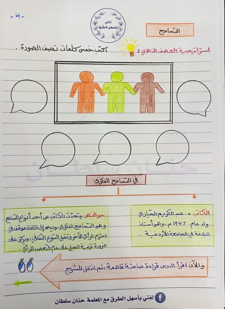 NDA3MTMwMQ19191 بالصور شرح درس التسامح الفكري مادة اللغة العربية الصف العاشر الفصل الاول 2022